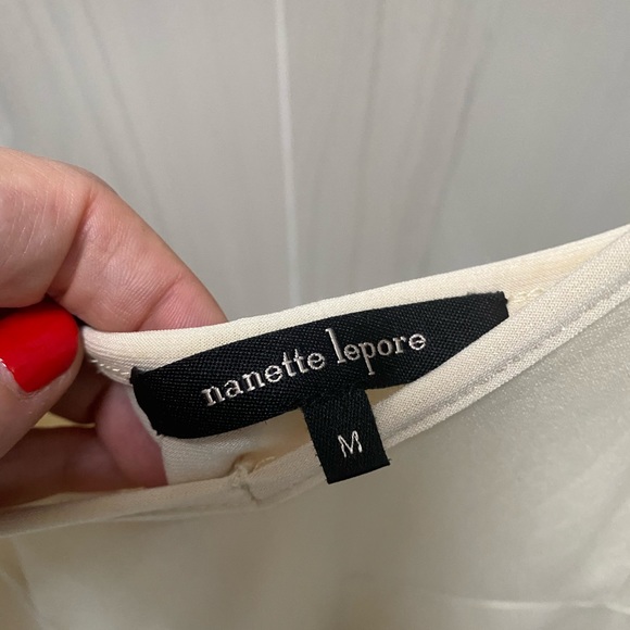 Nanette Lepore cream knit dress with ruffles and underslip - Picture 6 of 10